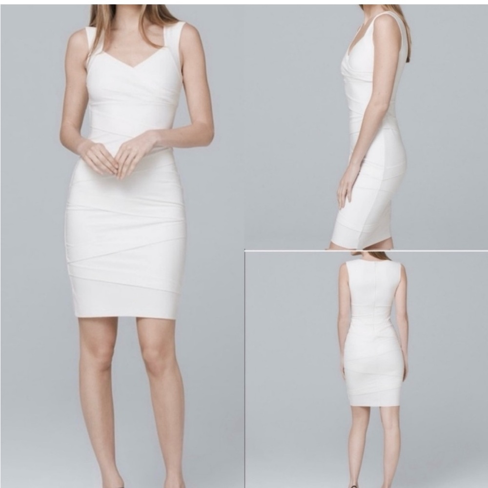 White House Black Market White Instantly Slimming Tiered Dress 6 Womens NWT